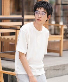 WEGO 【ユニセックス着用ITEM/MLサイズ展開】リラックスフィットヘンリーネックT（SS）
