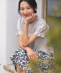 J.PRESS LADIES L 【接触冷感】コットンスムース フレンチスリーブ カットソー