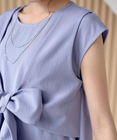 Tiaclasse L 【2WAY・洗える】ウエストリボンフレンチスリーブマキシワンピース