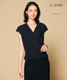 BEIGE， 【L-size】OLIVE / カシュクールフレンチスリーブブラウス