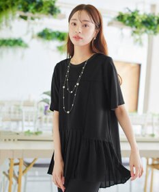 Tiaclasse 【洗える】   メッシュプリーツドッキングプルオーバー