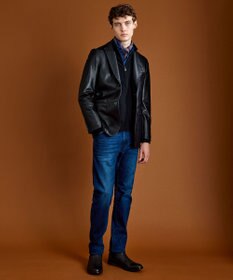 JOSEPH ABBOUD 【暖か起毛裏地付/ストレッチ】 レイヤード デニム パンツ