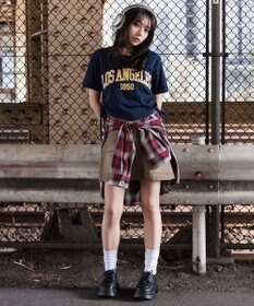 WEGO グラフィックサイドリボンドロストショートT