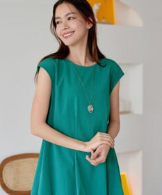 Tiaclasse L 【2WAY・洗える】ウエストリボンフレンチスリーブマキシワンピース