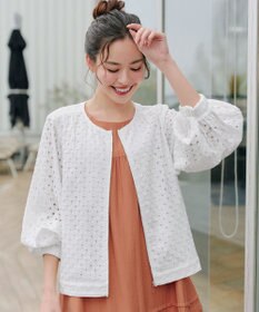 Tiaclasse L 【洗える】パンチングレースブルゾン