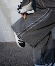 WEGO サイドラインワイドデニムパンツ