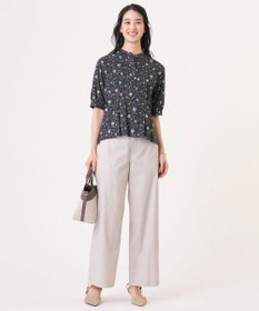 J.PRESS LADIES S 【人気素材】セルロースリネンストレッチ セミワイド パンツ