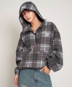 WEGO 【ユニセックス着用ITEM/MLサイズ展開】チェックロゴフードブルゾン