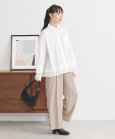 earth music&ecology シフォン×チュールレイヤードシャツ