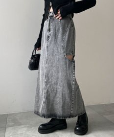 WEGO サークルカットレイヤードデニムロングスカート