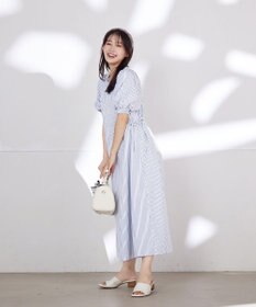 Tiaclasse L 【洗える】バルーンスリーブサイドギャザーワンピース