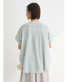 Green Parks インド綿  バンドカラーデザイン５分袖シャツ