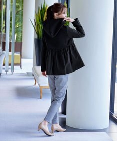 Tiaclasse L 【洗える】異素材ジップフレアパーカー