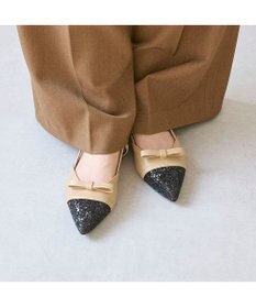 MODE ET JACOMO <carino>グリッターコンビフラットシューズ