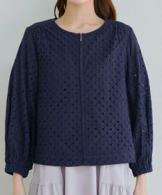 Tiaclasse L 【洗える】パンチングレースブルゾン