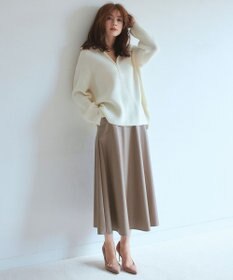 23区 L 【洗える】ウールコード ハーフジップ ニット