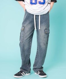 WEGO 【ウエストゴム】ドローコードウオッシュドカーゴデニム