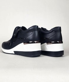 Dominic3 ヒールアップ グリッタートリム サイドジップスニーカー