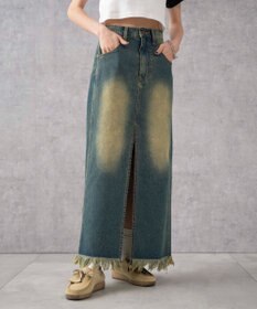 WEGO ヴィンテージウォッシュデニムロングスカート
