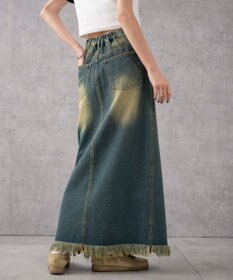 WEGO ヴィンテージウォッシュデニムロングスカート