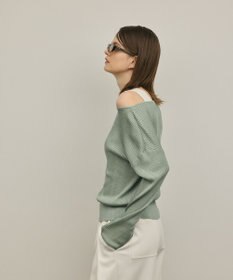 GRACE CONTINENTAL ラメリブクルーニットトップ