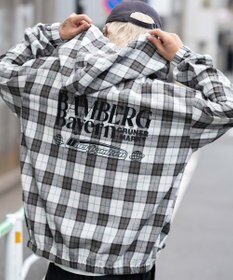 WEGO 【ユニセックス着用ITEM/MLサイズ展開】チェックグラフィックZIPパーカー（LS）