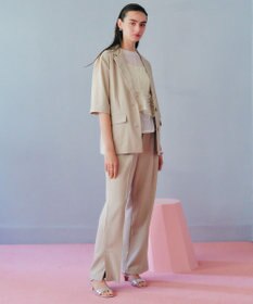 YECCA VECCA ベルト付きタックストレートパンツ