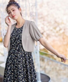 Tiaclasse 【洗える】大人上品なタックパフスリーブボレロ