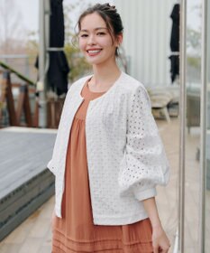 Tiaclasse L 【洗える】パンチングレースブルゾン