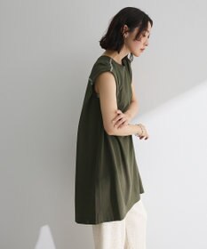 Green Parks 配色ステッチノースリーブチュニック