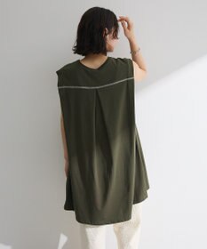 Green Parks 配色ステッチノースリーブチュニック