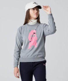 PW CIRCULUS 【WOMEN】【洗える】ベアスタンドモチーフ ラグランスリーブ クルーネック ニット