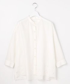 自由区 L エンブロイダリーブロードバンドカラー ブラウス