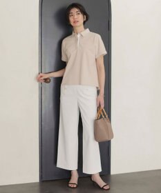 J.PRESS LADIES 【洗える】コットンリネンジャージー ポロ カットソー