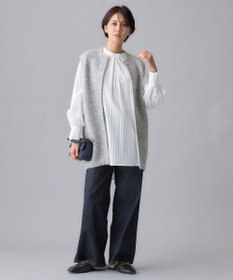 自由区 S 【洗える】ストレッチシャーティングスタンドカラーストライプ ブラウス