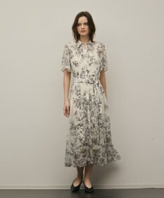 GRACE CONTINENTAL フラワープリントシャツフレアワンピース