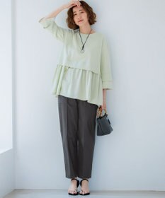 23区 【SLOW/洗える】バックサテンストレッチ ベイカーパンツ