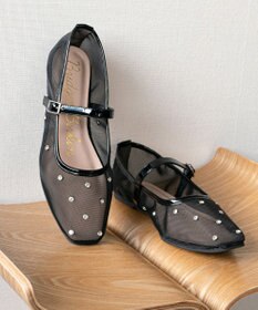Bridget Birkin 【Bridget Birkin】ドットビジューチュールフラットシューズ