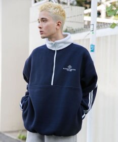 WEGO フリース ワンポイントハーフZIPプルオーバー