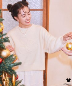 earth music&ecology 【予約】Disney/ミッキーコード刺繍ニットプルオーバー