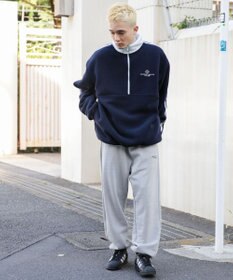 WEGO フリース ワンポイントハーフZIPプルオーバー