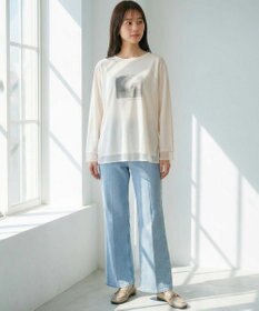 ANY SIS 【貴島明日香さんコラボ】チュールレイニャード猫 Tシャツ