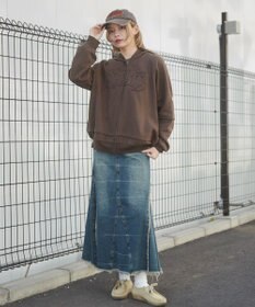 WEGO 【ユニセックス着用ITEM】ダメージアップリケレイヤードZIPパーカー