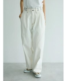 CRAFT STANDARD BOUTIQUE 【ユニセックス】ホワイトデニム2タックワイドテーパードパンツ