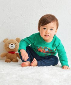 MIKI HOUSE HOT BISCUITS 【80-120cm】ミニ裏毛パイル素材 ジェットコースター柄 ルームウェアセット