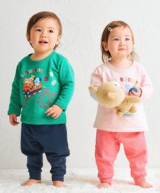 MIKI HOUSE HOT BISCUITS 【80-120cm】ミニ裏毛パイル素材 ジェットコースター柄 ルームウェアセット