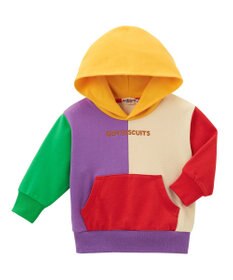 MIKI HOUSE HOT BISCUITS 【80-120cm】 マルチカラー配色切り替え ロゴパーカー