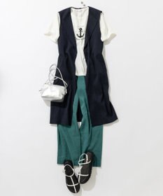 23区 【洗える】リネンレーヨンストレッチ ワイド パンツ