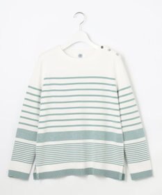 J.PRESS LADIES L 【洗える】Cotton Acetate パネルボーダー プルオーバー ニット
