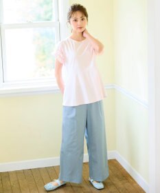 Feroux 【汗ジミが目立たない】フリル袖ペプラムデザインTシャツ